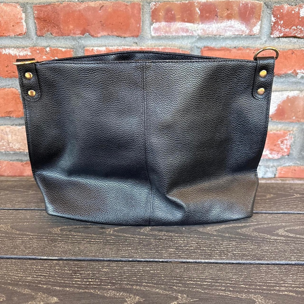 Bella Russo Pebbled Faux Leather Medium Black Bag with Gold Hardware